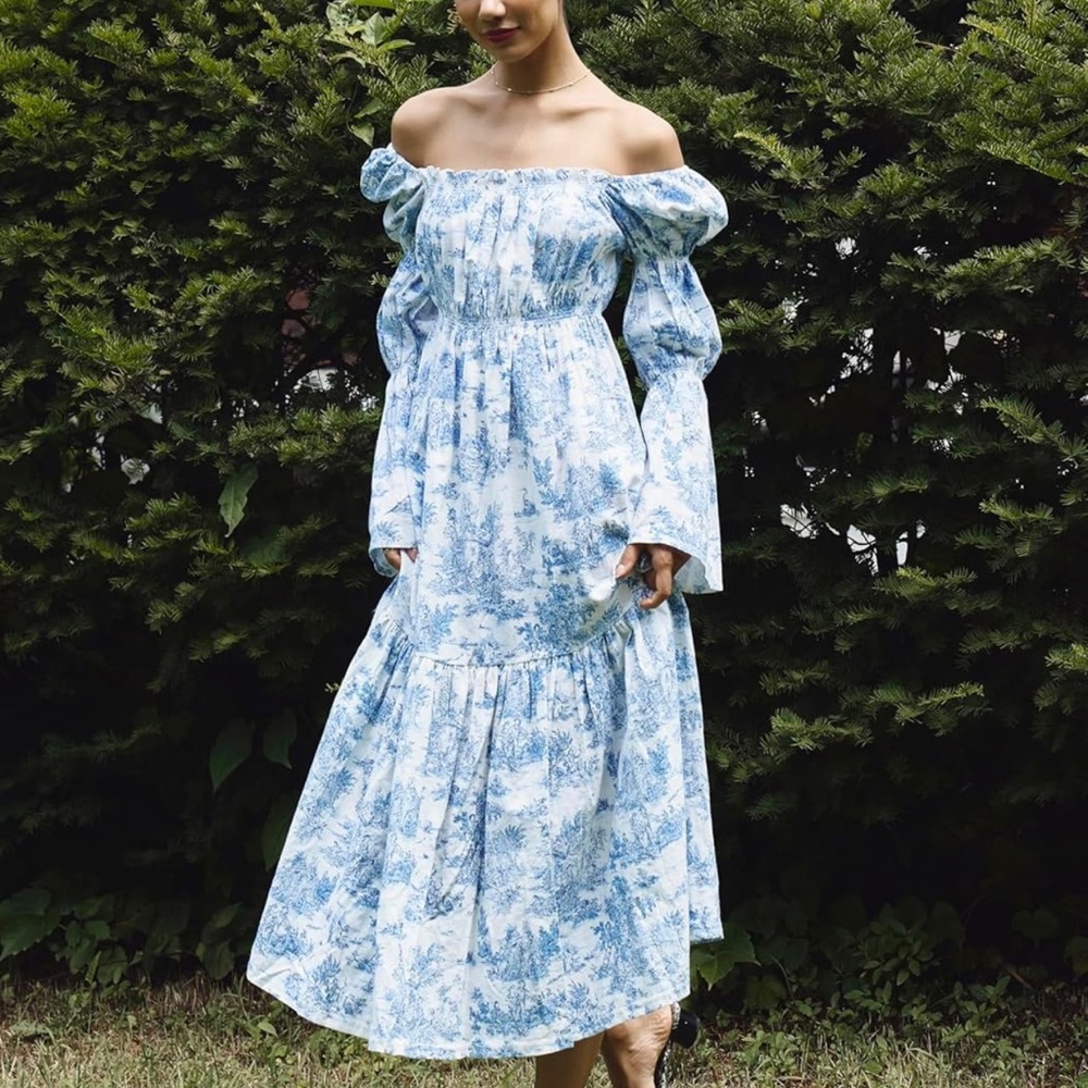 NOTHING FITS BUT | BLUE PRINT MIDI DRESS | SIZE M/L
